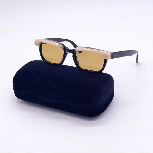 NEW GUCCI UNISEX LIMITED EDITION SUNGLASSES GUCCI GG1166S 001 NEW GUCCI GG1166S 001 UNISEX SQUARE BLACK BEIGE SUNGLASSES  main image 2